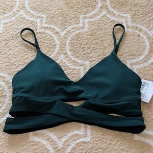 Lululemon V-Neck Crossover Underband Bra Dark Green NWT